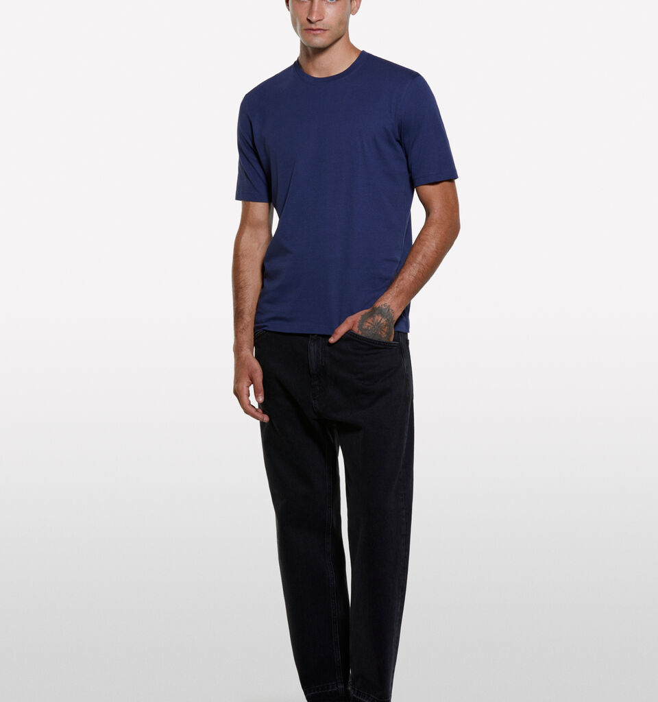 Blue regular fit short sleeve t-shirt  - men's short sleeve t-shirts - Blue | Sisley image number 1